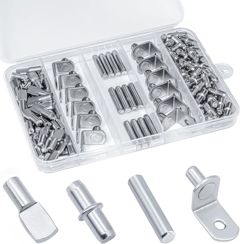 120 Pcs Nickel Plated Shelf Pins Kit - Support Pegs for Bookcase, Kitchen & Closet Shelves