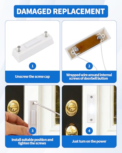 White Lighted Wired Doorbell Button - Abvsdu Low Voltage Door Chime Switch