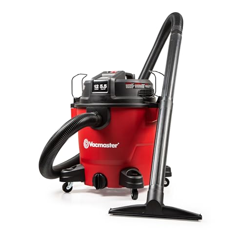 Vacmaster 12-Gallon Heavy-Duty Wet/Dry Shop Vacuum with 5.5 Peak HP, Red