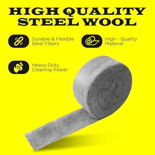 Wool - 2 Pack 3" x 10ft Steel Wool with Gloves, Ideal for Sealing Gaps and Holes in Home, Garage, Pipes, and Vents