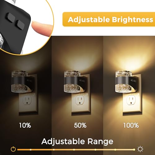 L LOHAS LED Night Light 2 Pack Black Bubble Wall Plug-In with 3 CCT & Brightness Levels
