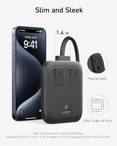 Anker Nano 67W Max 6-in-1 USB-C Power Strip - Black Stone
