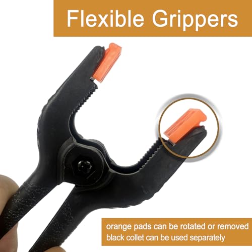 30 Pcs 3.5 Inch Plastic Spring Clamps, Black Heavy Duty Clips, Small Spring Clamps for Backdrop Stand, Crafts, Photography, Woodworking, Home Projects, Banner, Balloon Arch, Clamp with Flexible Pads