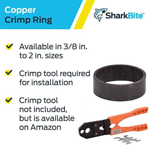 SharkBite 3/4 Inch Copper Crimp Ring Pack of 25 for PEX and PE-RT Plumbing