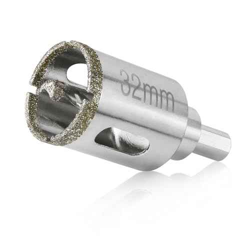 1-1/4" / 32mm Diamond Glass Hole Saw with Center Drill Bit for Ceramic, Glass, Tile, Porcelain, Marble