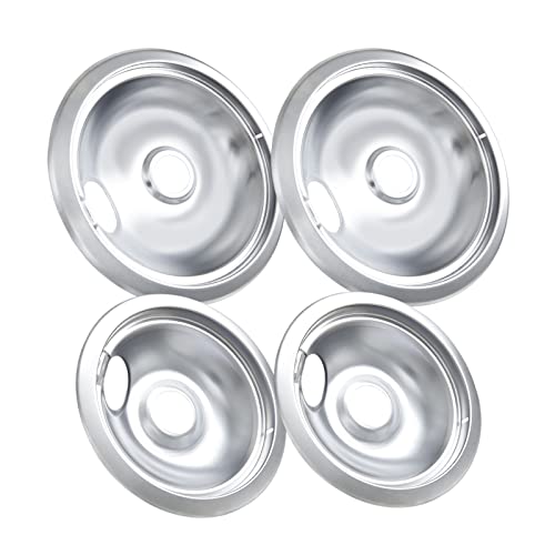 COZZIVITA Frigidaire/Kenmore Chrome 4-Pack 6in & 8in Stove Drip Pans for Electric Range