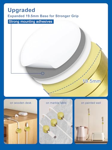 3 Pack Upgraded Cord Management Clips with Extra-Large Adhesive for Desk & Wall