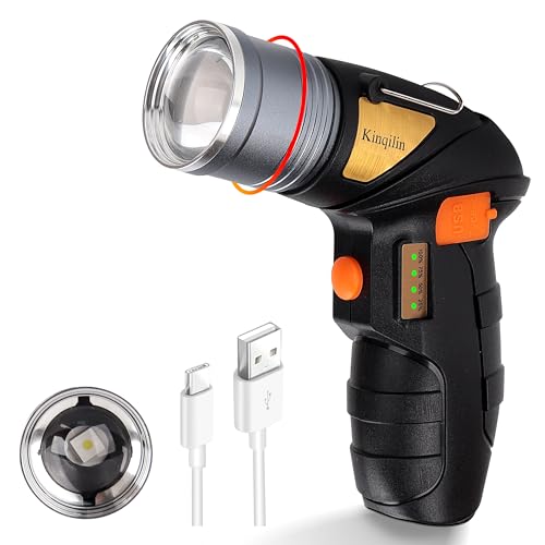 Rechargeable Spotlight,Super Bright 100,000 LED Handheld Spotlight with Zoomable,Foldable Stand,IP67 Waterproof Compact Outdoor for Hunting Walking Emergency Camping