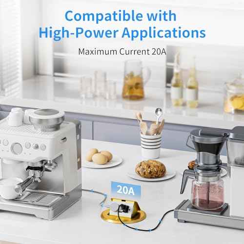 Floor Outlet 20A Pop up Outlet with 25W USB C & USB A, Floor Outlet with 2 AC Outlets Compatible with High-Power Appliances,Update The Soft Pop Make It More Stable and Smooth