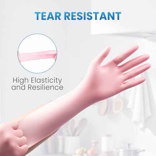 Borje Light-Duty Nitrile Disposable Gloves, 100 Count, Pink, Medium, Latex & Powder-Free, Food Safe, Esthetician, Cleaning, Cooking