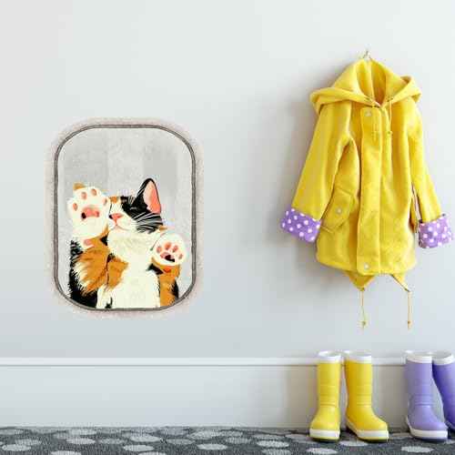 Cat Wall Sticker 15.7x19.6in Trapped Cat in The Window Peel and Stick Wall Decal for Kids Room Funny Vinyl Animal DIY Wall Art Decor for Kids, Cats Lover, Bedroom, Living Room