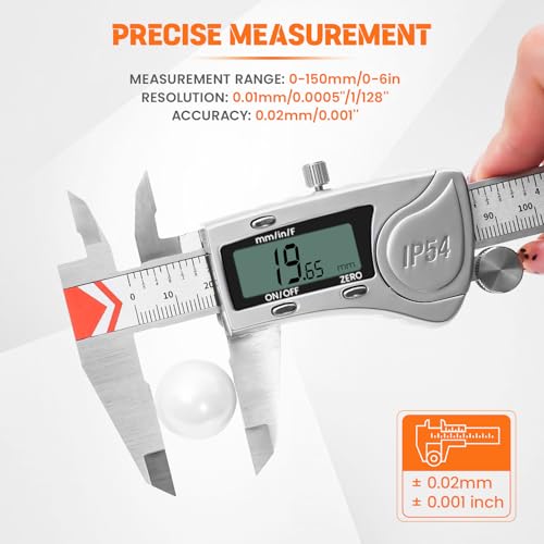 HARDELL Digital Caliper, IP54 Waterproof Caliper Measuring Tool with