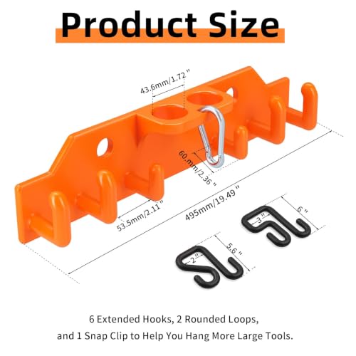 Noliven Lineman Tool Board with 6 Hooks - 2x3in & 2x4in Aerial Bucket Hooks, Orange