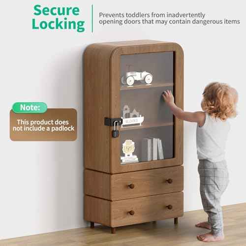 90 Degree Hasp Latch, Heavy Duty 304 Stainless Steel Padlock Hasp Lock for Right Angle File Cabinet, Desk Drawer, Tool Box, Mailbox, Bookcase (Black-1pc)