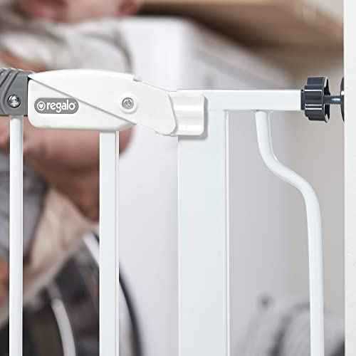 Regalo 38.5-Inch Extra Wide Baby Gate ? Pressure Mount Baby and Pet Safety Gate for Bottom of Stairs & Doorways ? Tested and Trusted, American Designed, American Owned