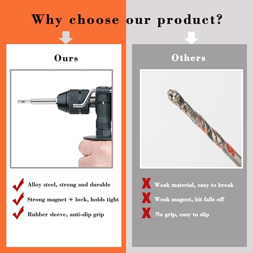 3PCS Bit Holder, HIA Magnetic Drill Bit Holder Extension, small (3.07"?4.6"), medium (4.7"?7.8") and large (5.5"?9.4")