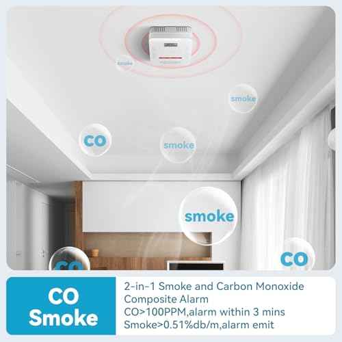 Smoke Detector Carbon Monoxide Detector,2 in 1 Fire & CO Alarm,Battery Powered,Carbon Monoxide Gas Detector with LCD Digital Display Sound and Light Alarm for Bedroom Warehouse Kitchen or RV Travel