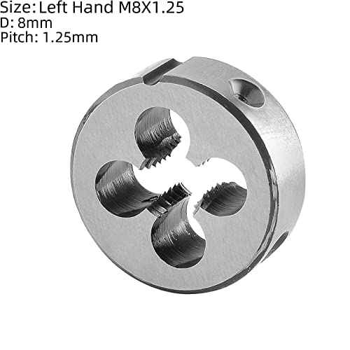 Burkit M8 X 1.25 Tap and Die Set Left Hand, M8 x 1.25 Machine Thread Tap and Round Die