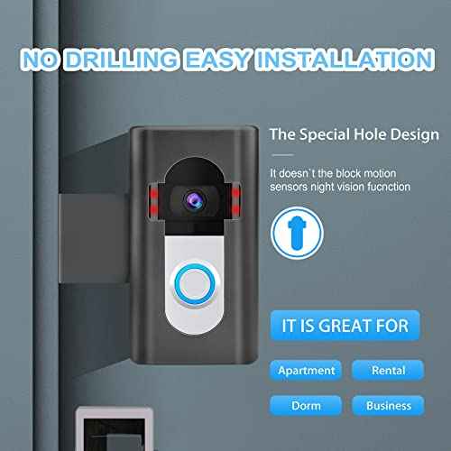 Anti-Theft Video Doorbell Mount Compatible with Video Doorbell 1/2/3/3 Plus/4/(2020 Release), Adjustable Mounting Bracket Accessories for houses, apartments, businesses, No Need to Drill