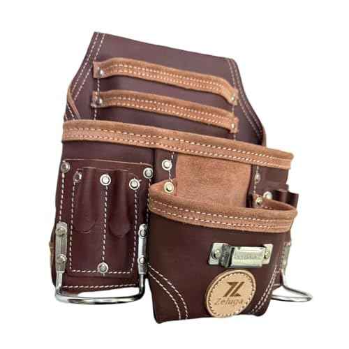 20-110 10 Pocket Rigger Heavy Duty Leather Tool Bag, Brown