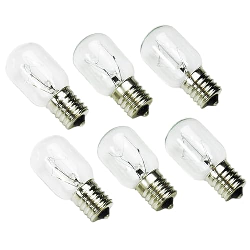 40W E17 Microwave Oven Light Bulb - 6 Pack, Incandescent Replacement for Whirlpool/GE/Maytag