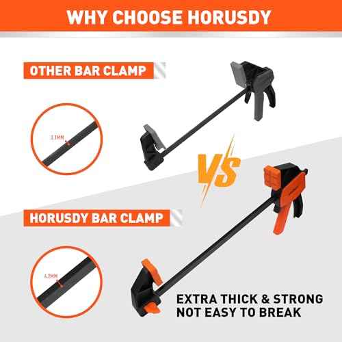 HORUSDY 6" Mini Bar Clamps for Woodworking - 2 Pack Quick Clamps F Clamp with 75 LBS Load Limit
