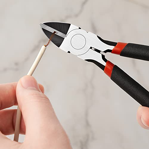 BOENFU 6 Inch Heavy Duty Flush Cut Wire Cutters with Black Handle - Snips & Side Cutters