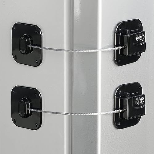 Coipdfty Heavy Duty Refrigerator Lock 2-Pack Black - Combination Safety Locks for Cabinets & Drawers