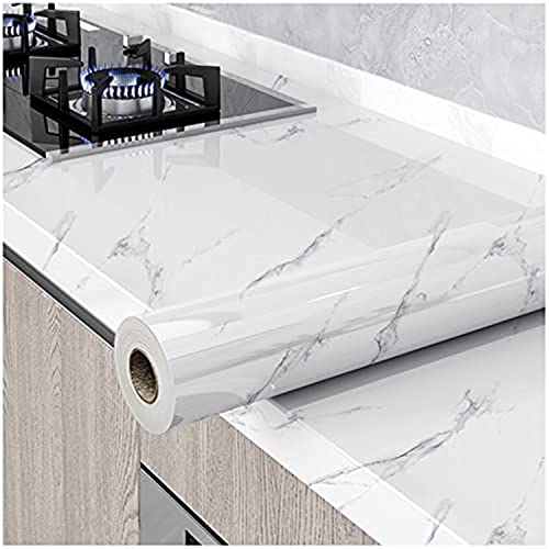 HELLKIT Marble Contact Paper White Peel and Stick Wallpaper 15.8"×118" - Removable Vinyl for Walls, Countertops & Crafts