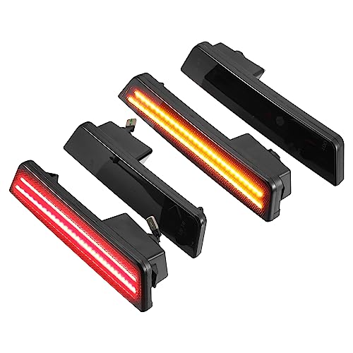 LED Side Marker Light 68043394AA Front Rear Turn Signal Lights Fender Sidemarker Lamps for Dodge Challenger Black Lens Amber Red LED Light 2 Pair