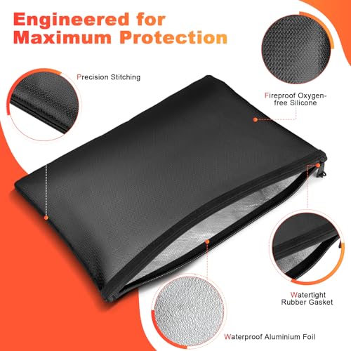 Fireproof Waterproof Document Bag 13.5 x 10 Inches for Safe Storage