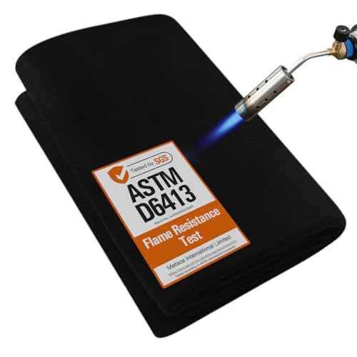 Matace 40x40 Inch Large Fireproof Welding Blanket & Pad, 5mm Thickened Fire Resistant Carbon Felt Cloth, Flame Retardant Fabric, Heat Shield for Grill Cover, Soldering, Firepit, Smoker, Black