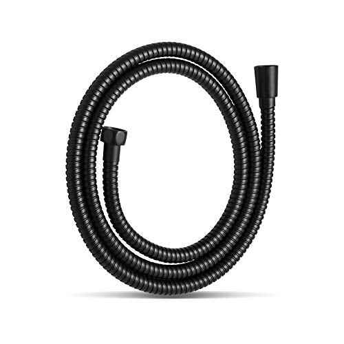 OFFO Shower Hose, Kink Free Stainless Steel Shower Hose Attachment Electroplating Handheld Shower Head Hose Flex Hoses Extension with Brass Insert & Nut for Pet Bathing Cleaning 60 in, Matte Black