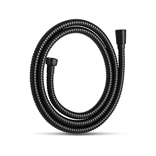 OFFO 60-Inch Matte Black Kink-Free Stainless Steel Shower Hose with Brass Fittings