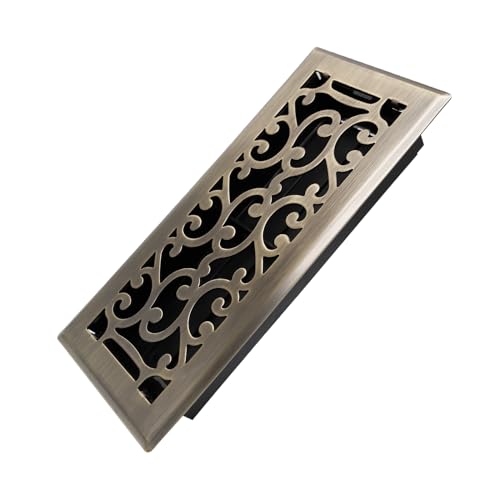 Howeall 4x10 Inches Heavy Duty Floor Register Antique Brass Savannah Design