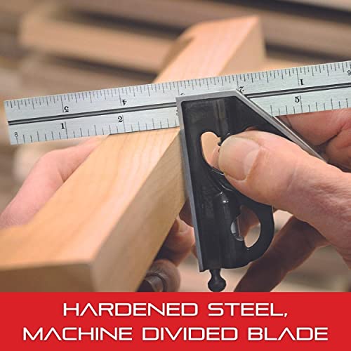 Starrett Steel Combination Square with Head, 12" Blade Length