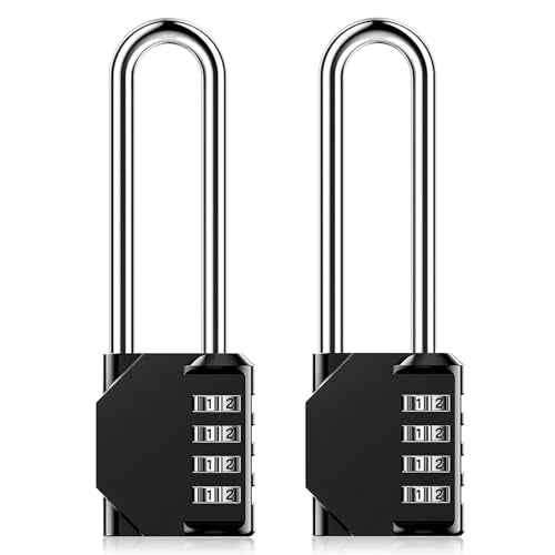 3.2 Inch Ultra Long Shackle Resettable Combination Padlock, 4 Digit Set Your Own Combination Combo Lock Outdoor for School Gym Employee Locker Lock, Hasp Storage, Fence Gate, Toolbox - 2 Pack