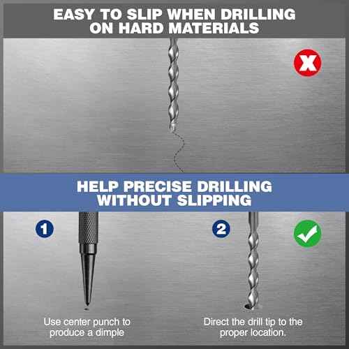 WORKPRO 4-Piece Nail Punch and Center Punch Set, Hardened Cr-V Steel with Knurled Grip,1/32", 1/16", 3/32" Nail Setter & 1/32" Center Punch Tool