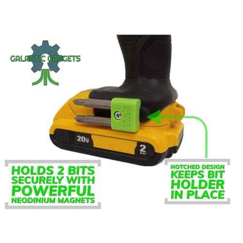 MAGNETIC Bit Holder for DEWALT 20V Drill/Driver, Side Mounted, Strong Magnets, Low Profile Design - Galactic Gadgets (Black)