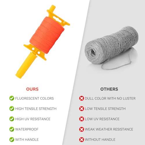 Mason Line String with Handle ? Twisted #18 540 FT Reloadable Line Reel, Braided Nylon Construction Line with Handle, Fluorescent Orange for Pure Alignment in Gardening, Masonry, DIY, Kite Twine