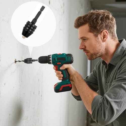2 Pcs Keyless Drill Chuck Adapter, 1/4 Inch Hex Shank Keyless Drill Chuck for Impact Driver Fast Change Converter Extension for Tool Attachment(0.3-6.5mm,0.3-3.6mm)