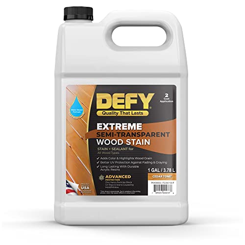 DEFY Extreme Wood Stain & Sealer in Cedar - 1 Gallon Waterproof Exterior Coating