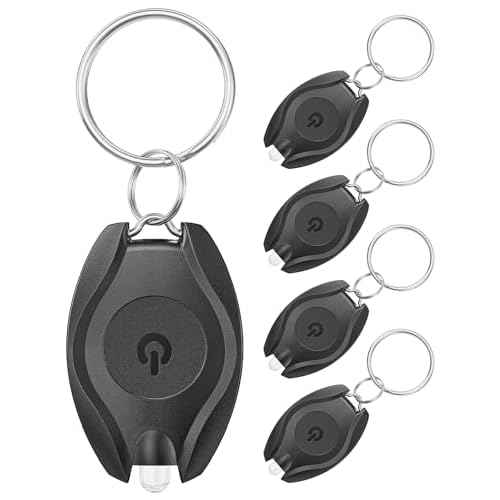 Uniclife 5 Pack LED Keychain Flashlight Mini LED Keychain Light 14 Lumen Portable Ultra Bright Battery Powered Key Ring Torch for Outdoor Camping Party Hiking and Emergency Lighting
