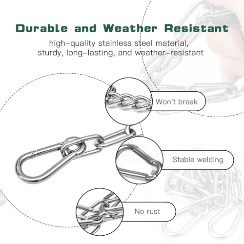 HAVANSIDY 2 Pack 24-Inch Stainless Steel Gate Chain Lock with Double Carabiners for Fence & Gate Security