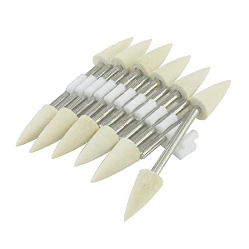 Luo ke 10mm Wool Felt Polishing Bits - 1/8'' Shank Conical Shape Wool Felt Buffing Polishing Points for Dremel Rotary Tool (Pack of 12)