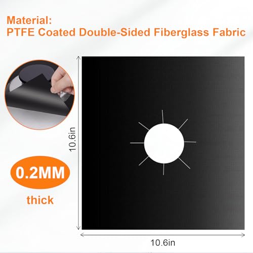 Stove Burner Covers 10-Pack 10.6x10.6 In - Reusable, Heat-Resistant Gas Stove Top Covers