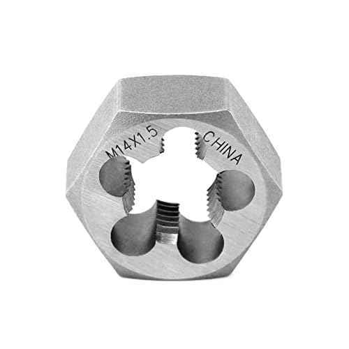 QWORK Metric Hex Die Rethreading Die, M14 X 1.5mm Carbon Steel Machine Thread Die, for Mold Machining, Steel, Cast Iron, Copper