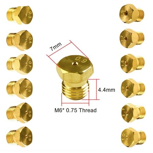 JTEYINH 36Pcs Gas Orifice Conversion Kit for Range, Cooktop, Stove – 0.3-1.9mm Brass Nozzles, 11 Sizes