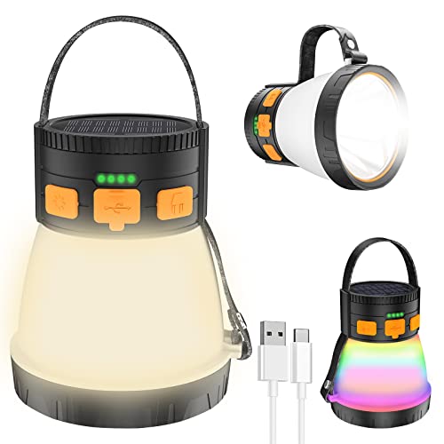iToncs Rechargeable Camping Lantern 1500LM with 8 Lighting Modes, Orange & Black