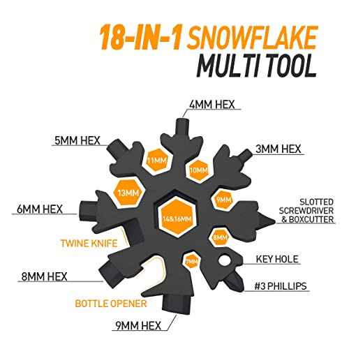 Stocking Stuffers Gifts for Men 18-in-1 Snowflake Multitool, Christmas Birthday Gifts for Men Dad Husband Him Grandpa, White Elephant Gifts for Dad Who Have Everything, Cool Gadgets Tools
